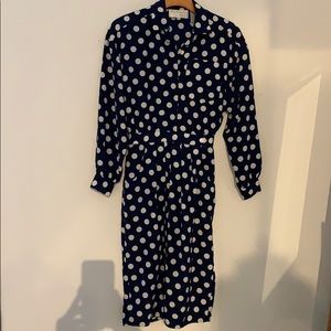 Vintage navy blue polka dot dress